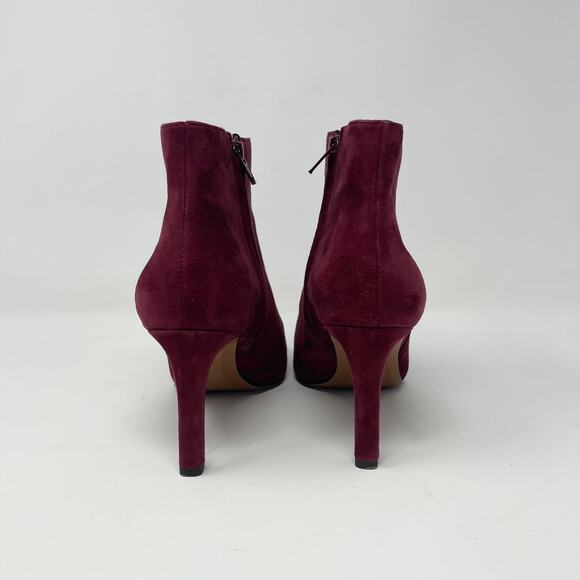 Banana‎ Republic Ankle Boot Womens 9 Burgundy Suede Leather 3” Heel Pointed Toe - Picture 3 of 9